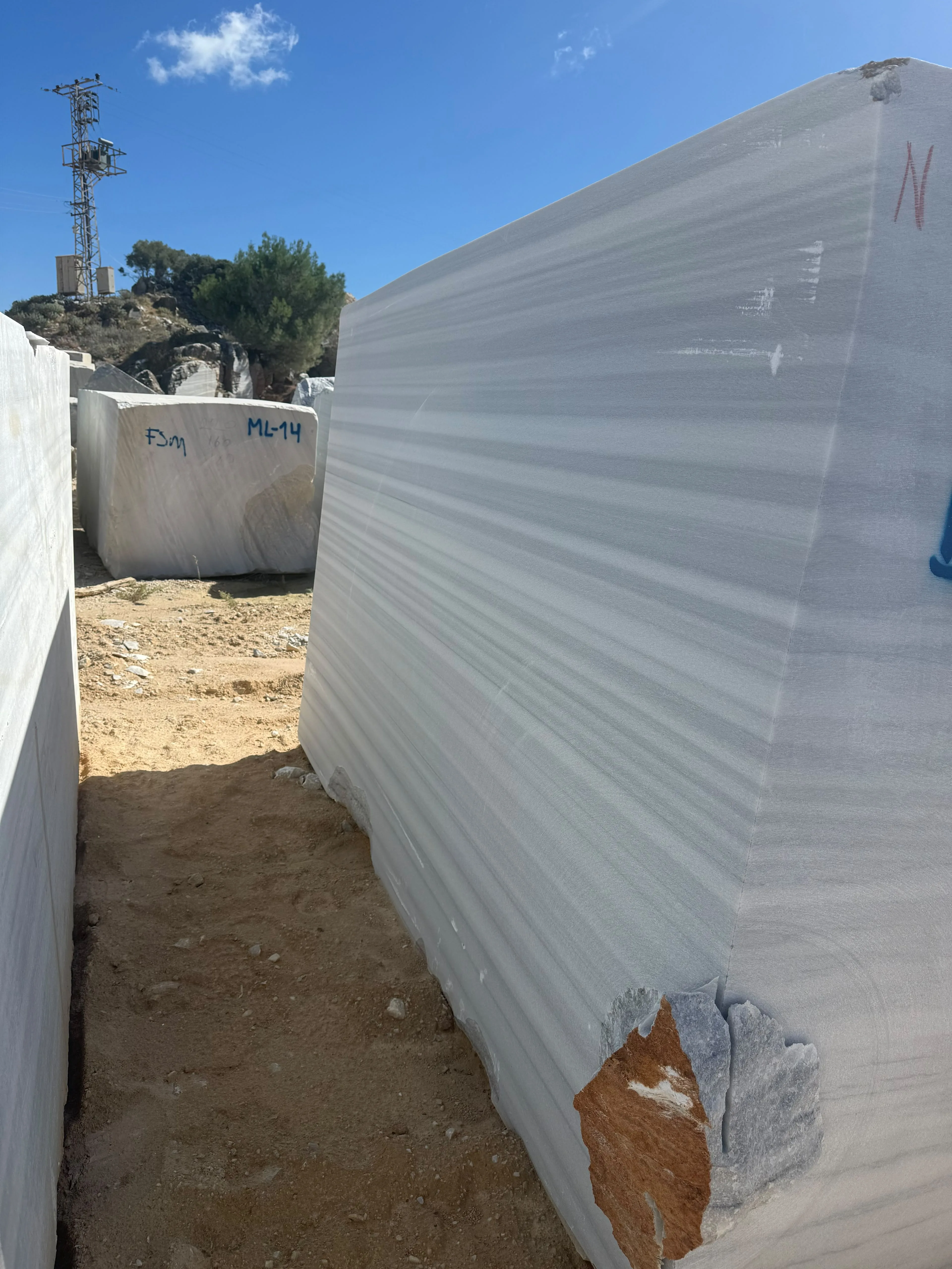 Marmara Equator Marble Blocks with parallel grey striped veins from Turkey
